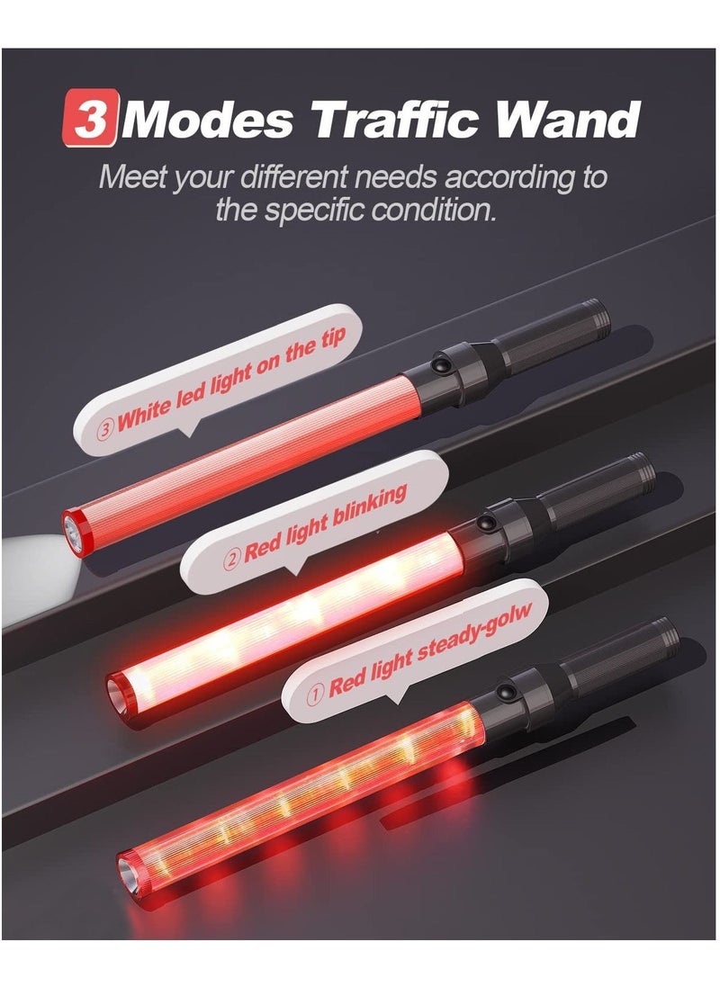 إسكدنيا Traffic Wand 21inch LED Traffic Control Baton Night Safety Signal Wand with 3 Flashing Modes Air Marshaling Signal Wand Plus White LED on Tip for Airport Car Directing Outdoor Camping 2Pcs - Image 4