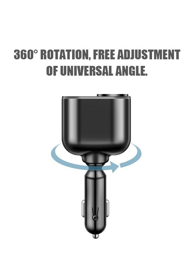 30W 4in1 Car Quick Charger, QC3.0+2.4A Fast Charging Adapter with Voltage Display and Cigarette Lighter, for Multiple Models of Electric Device (Black)  - Image 4