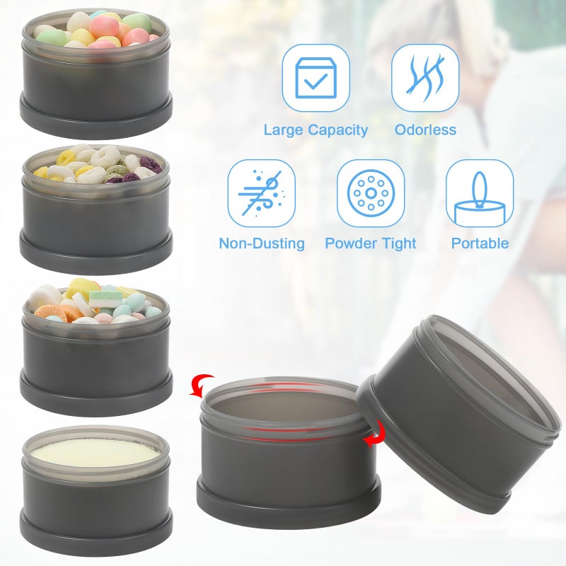 Accmor 2 Pcs Protein Powder Container to Go with Funnels Stand, 4 Compartments Stackable Protein Powder Dispenser for Workout, Fitness, Travel - Image 3