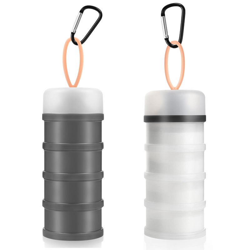 Accmor 2 Pcs Protein Powder Container to Go with Funnels Stand, 4 Compartments Stackable Protein Powder Dispenser for Workout, Fitness, Travel - Image 1