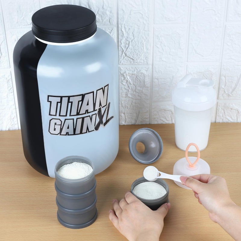 Accmor 2 Pcs Protein Powder Container to Go with Funnels Stand, 4 Compartments Stackable Protein Powder Dispenser for Workout, Fitness, Travel - Image 5