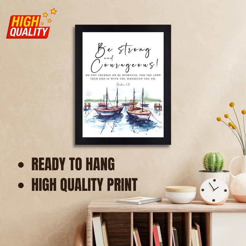 Interio Crafts Joshua 19 Bible Verse Wall Frame Be Strong and Courageous Jesus Wall Frame QuotesBlackSynthetic Wood - Image 3
