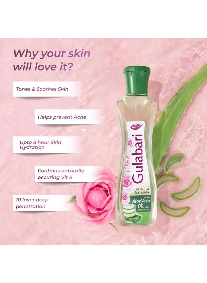 Dabur Gulabari Premium Rose Water With Aloe Vera - 1200 Ml (400Ml X 3) | Upto 8 Hr Skin Hydration | Cleanses, Tones And Moisturises Skin | For All Skin Types - Image 3