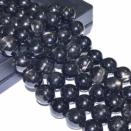 ABC GEMS USA ABCGEMS Midnight Aura Hypersthene Beads from Canada (Stunning Metallic Sheen & Mirror-Like Finish) Beading & Crafting Supplies - Jewelry Making - Smooth Round 10mm - Image 2