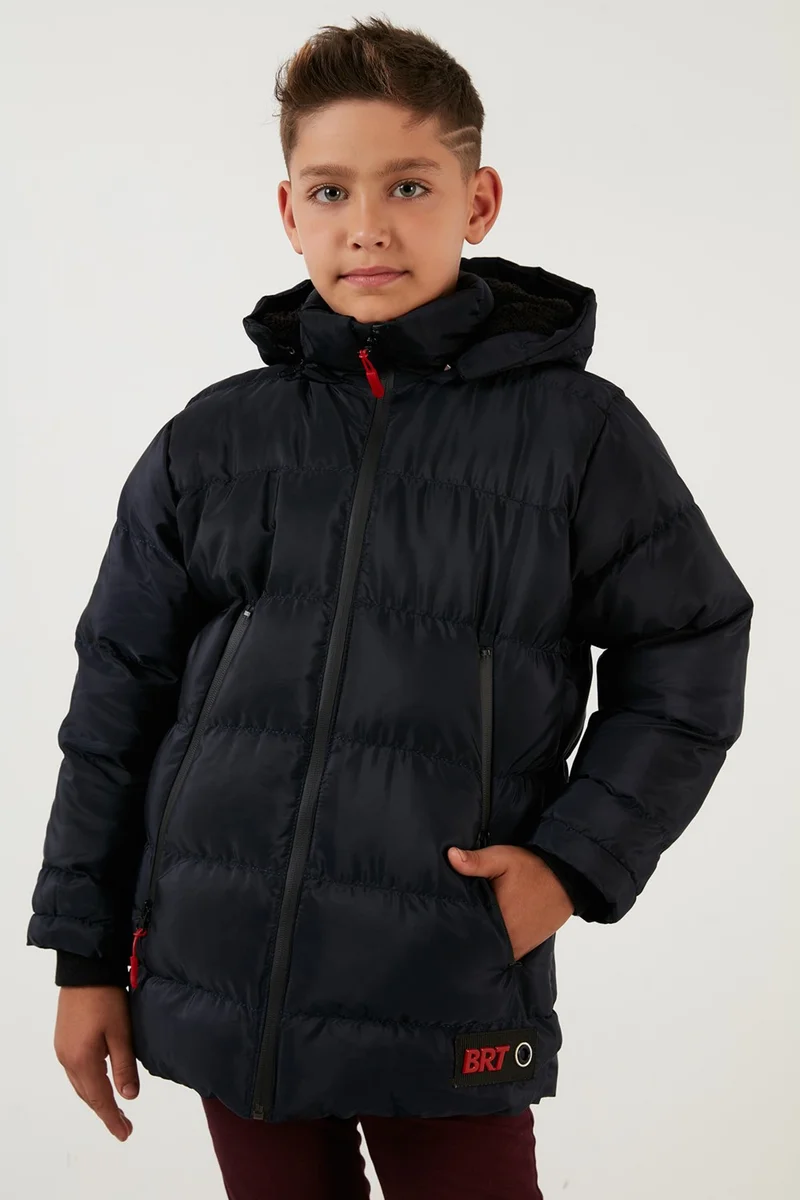 ليلا Plush Lined Removable Hooded Puffer Coat Boy's COAT 5763038