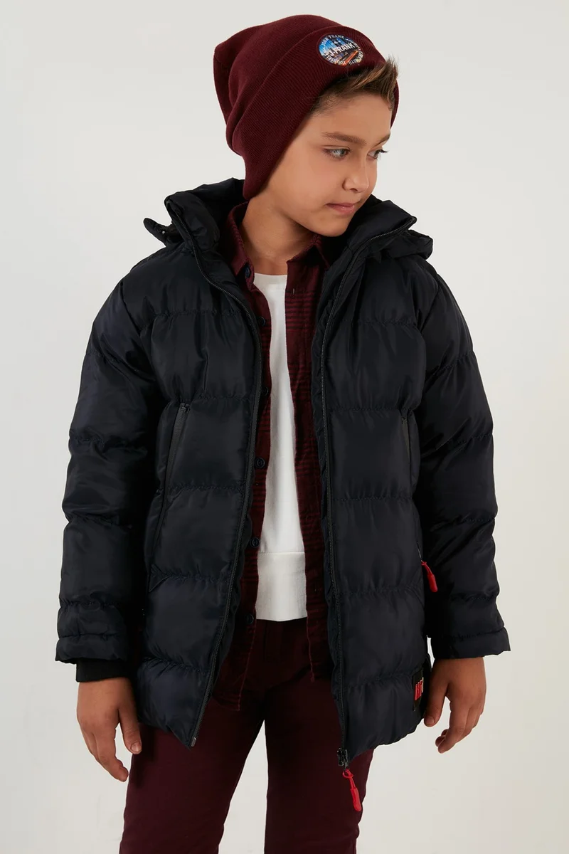 ليلا Plush Lined Removable Hooded Puffer Coat Boy's COAT 5763038
