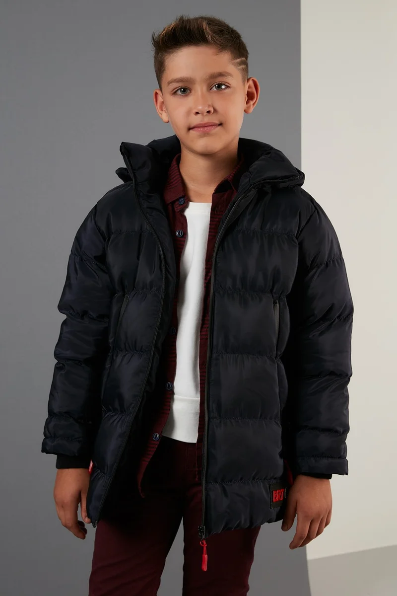ليلا Plush Lined Removable Hooded Puffer Coat Boy's COAT 5763038