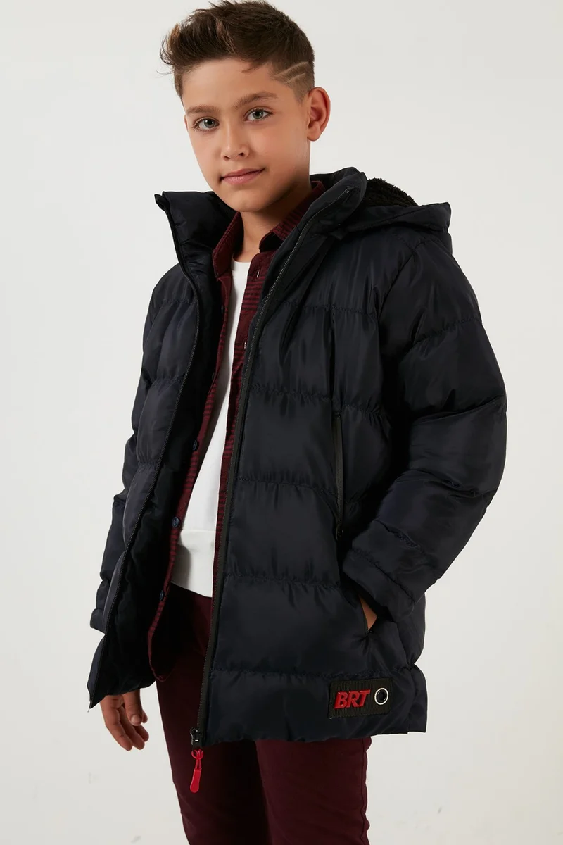 ليلا Plush Lined Removable Hooded Puffer Coat Boy's COAT 5763038