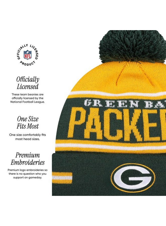 FOCO NFL unisex-adult Nfl Team Logo Adult Stretch Gloves With Big Wordmark Strip Pom Knit Hat Beanie Set - Image 5