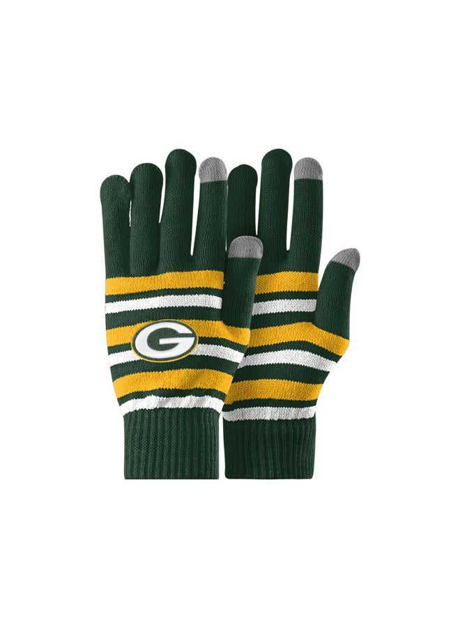 FOCO NFL unisex-adult Nfl Team Logo Adult Stretch Gloves With Big Wordmark Strip Pom Knit Hat Beanie Set - Image 2