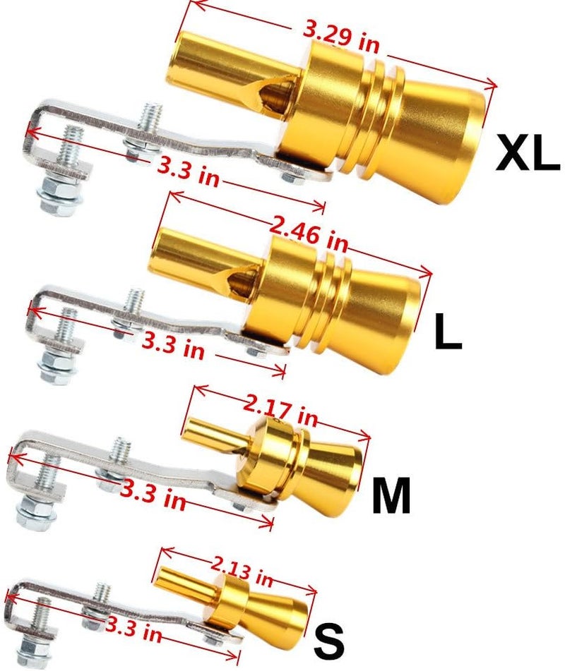 DEWHEL Universal Aluminum Turbo Sound Exhaust Muffler Pipe Whistle Car Blow off valve BOV Tip Simulator Whistler Size XL Silver - Image 2