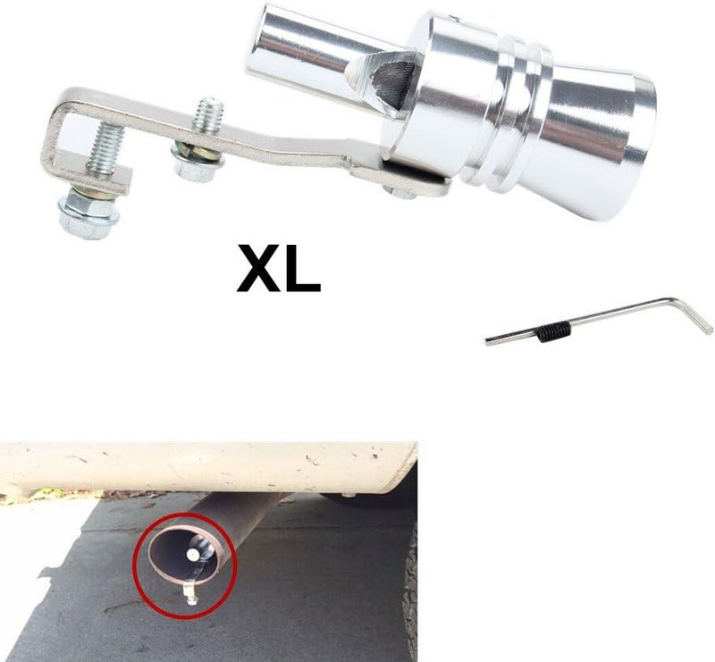 DEWHEL Universal Aluminum Turbo Sound Exhaust Muffler Pipe Whistle Car Blow off valve BOV Tip Simulator Whistler Size XL Silver - Image 1