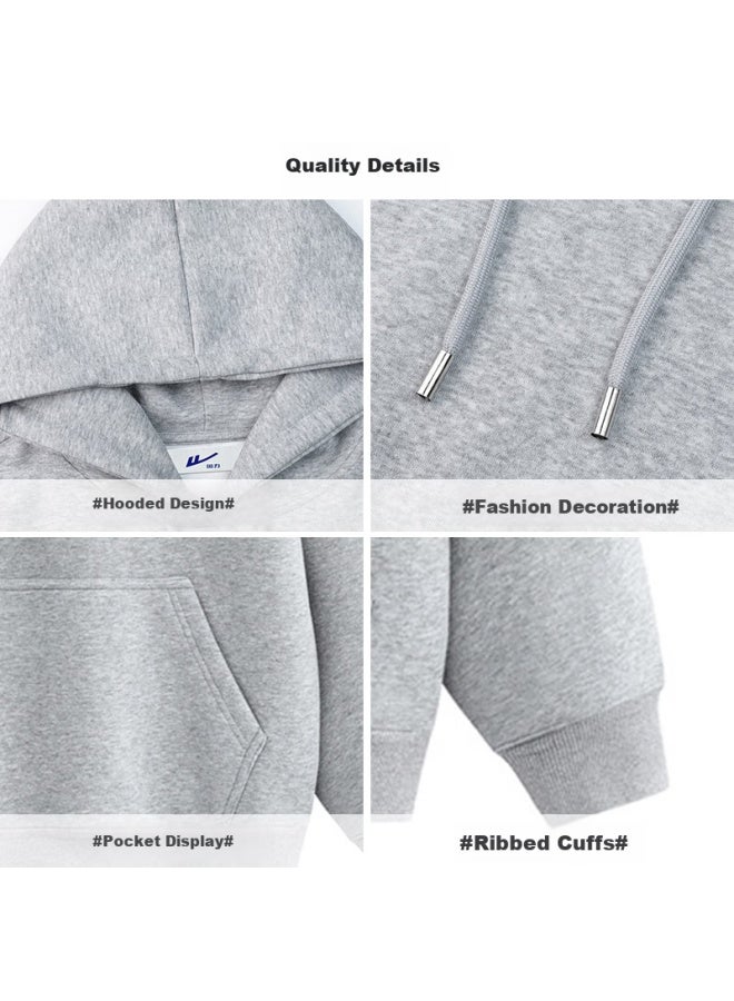 Huangli Men's Spring And Autumn Hooded Sweatshirt Casual Loose Long Sleeve Clothing Men's Light Grey L