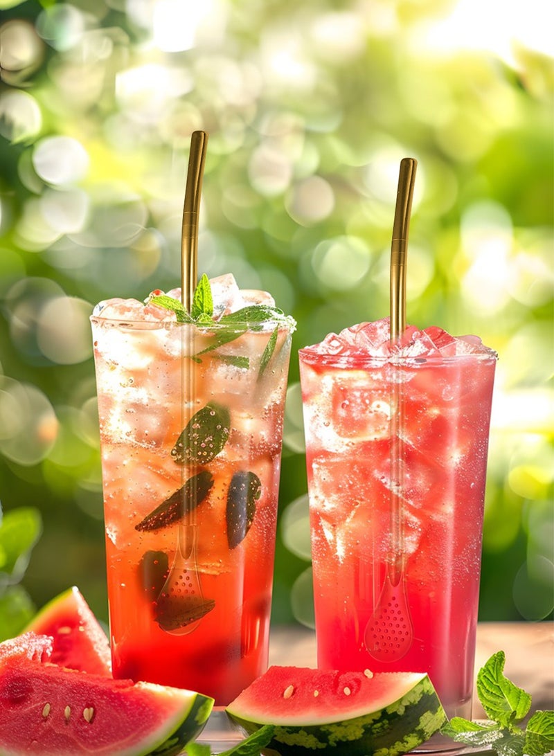 هومار كيت القش مع ملعقة تصفية 4 PCS قابلة لإعادة الاستخدام ستيل قشور الشرب مع 1 PCS فرشاة تنظيف Yerba Mate الشاي Bombilla, Gourd Loose أوراق الشاي, Cocktail - Image 5