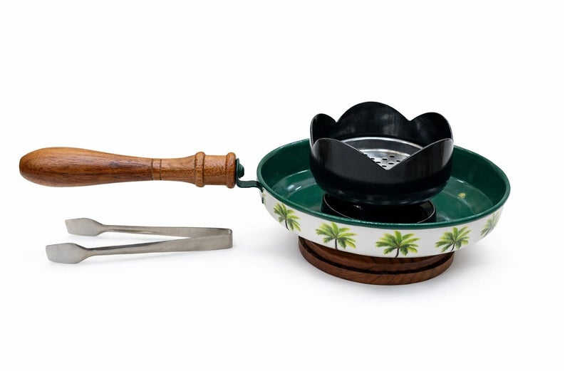 Radin Incense Bakhoor Burner with Wooden Handle & Safety Tong  High Quality Steel - Image 2
