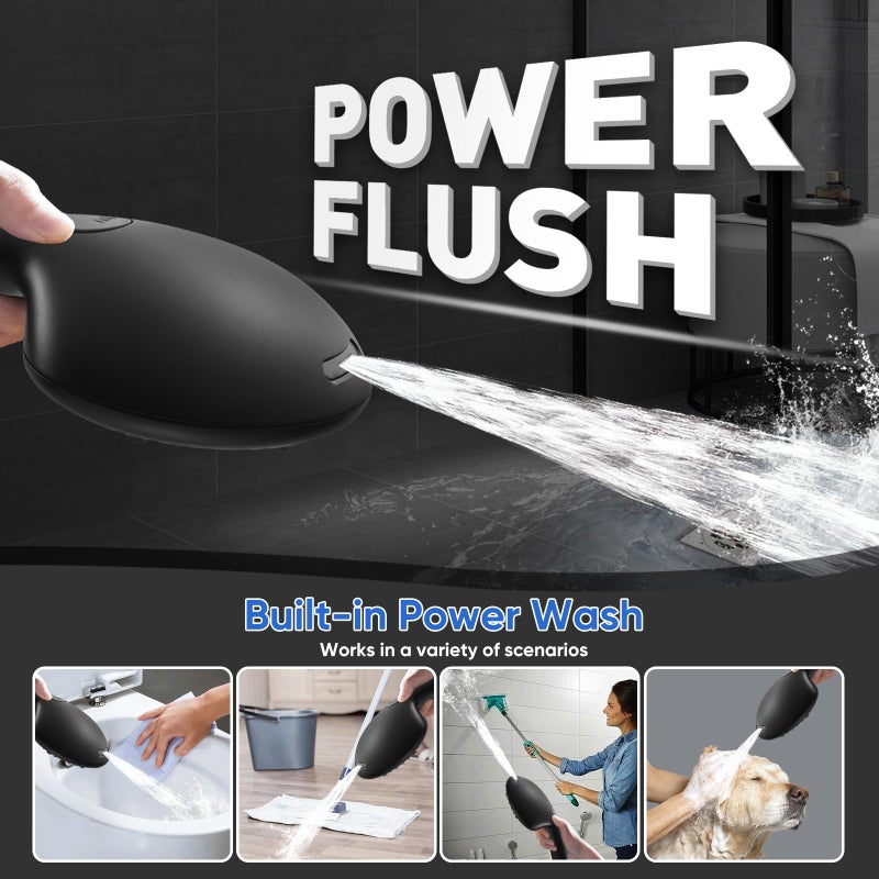 Cobbe High Pressure Shower Head with Built-in Pause Button, 9-Function Detachable Showerhead with Handheld Brass Swivel Bracket & Stainless Steel Hose, Water Saving 1-Click Stop, Black - Image 5