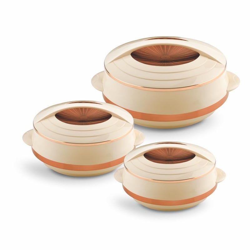 Asian Olympic Inner Steel Casserole (1200, 1600 & 2500 ml) Gift Set of 3|PU Insulated| BPA Free | Odour Proof|Ideal for Chapatti | Roti | Serving Casserole - Image 1