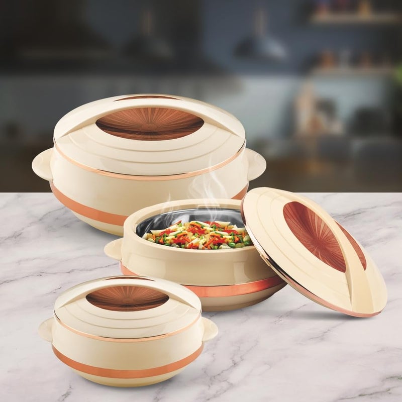 Asian Olympic Inner Steel Casserole (1200, 1600 & 2500 ml) Gift Set of 3|PU Insulated| BPA Free | Odour Proof|Ideal for Chapatti | Roti | Serving Casserole - Image 5