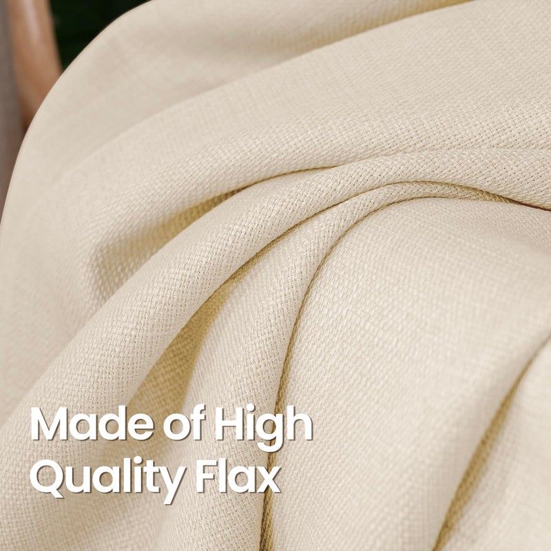 BGment Faux Linen Curtains 90 Inches Long Set of 2 Panels  Living Room Long Curtains Burlap Textured Thick Light Filtering Privacy Grommet Window Treatments  52 x 90 Inch  Light Beige - Image 5
