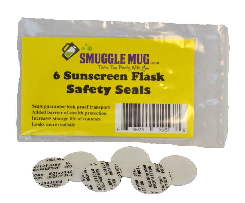 6 Pack Sunscreen Flask and Lotion Flask Lid Seals by Smuggle Mug