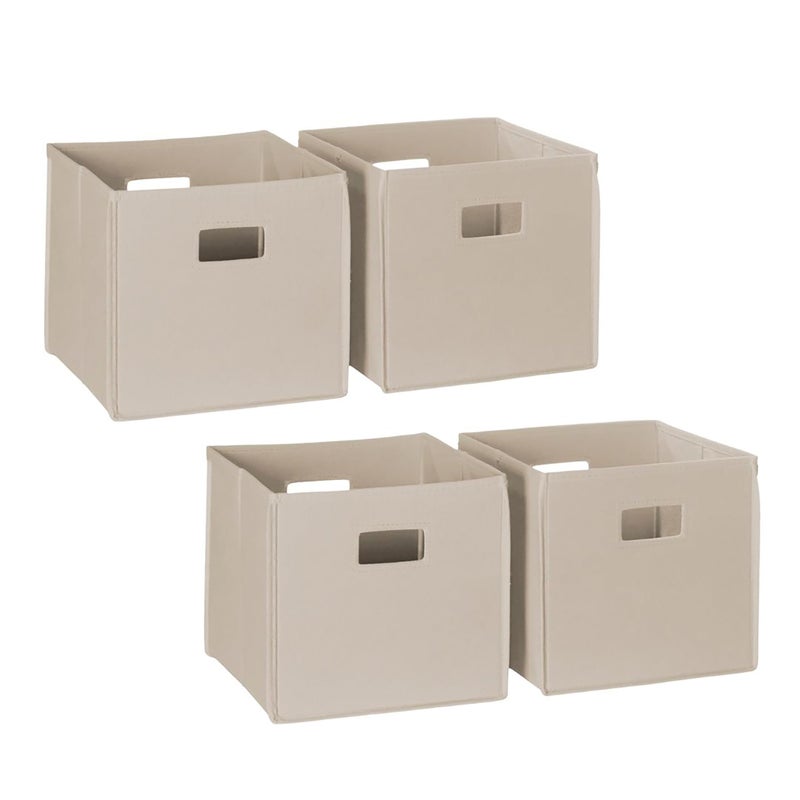 RiverRidge Folding Storage Bins with Handles Taupe Cube Storage Organizer for Closet, Bedroom & Playroom - Closet Organizers and Storage Set of 4 - Image 1