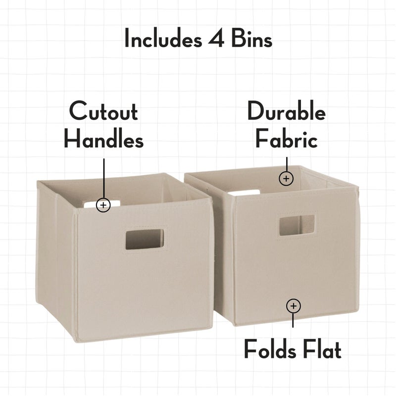 RiverRidge Folding Storage Bins with Handles Taupe Cube Storage Organizer for Closet, Bedroom & Playroom - Closet Organizers and Storage Set of 4 - Image 4