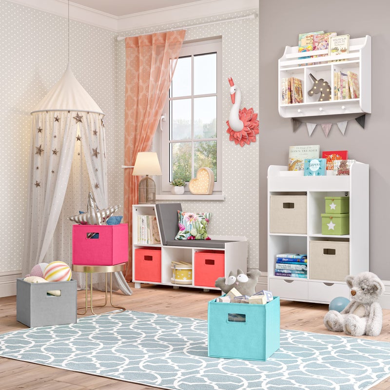 RiverRidge Folding Storage Bins with Handles Taupe Cube Storage Organizer for Closet, Bedroom & Playroom - Closet Organizers and Storage Set of 4 - Image 3