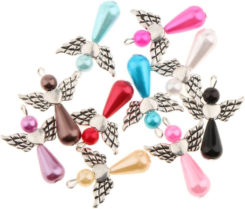 klarako 10 Pieces Guardian Angel Charms Pendants Faceted Water Drop/Heart Beads Alloy Wings fit Necklace Earring Bracelet Craft DIY Findings  Teardrop - Image 3