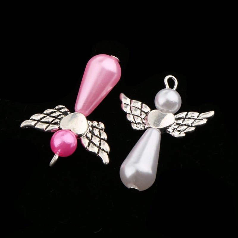 klarako 10 Pieces Guardian Angel Charms Pendants Faceted Water Drop/Heart Beads Alloy Wings fit Necklace Earring Bracelet Craft DIY Findings  Teardrop - Image 5