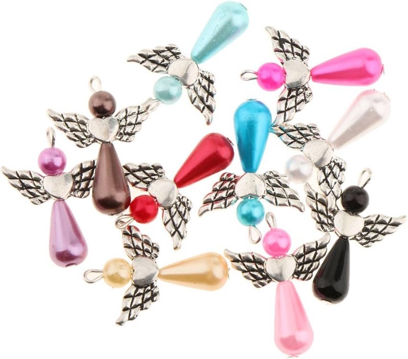 klarako 10 Pieces Guardian Angel Charms Pendants Faceted Water Drop/Heart Beads Alloy Wings fit Necklace Earring Bracelet Craft DIY Findings  Teardrop - Image 1