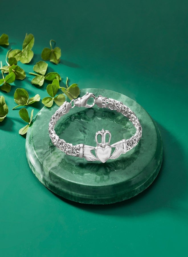 Ross-Simons Sterling Silver Byzantine Claddagh Bracelet. 7 inches - Image 3