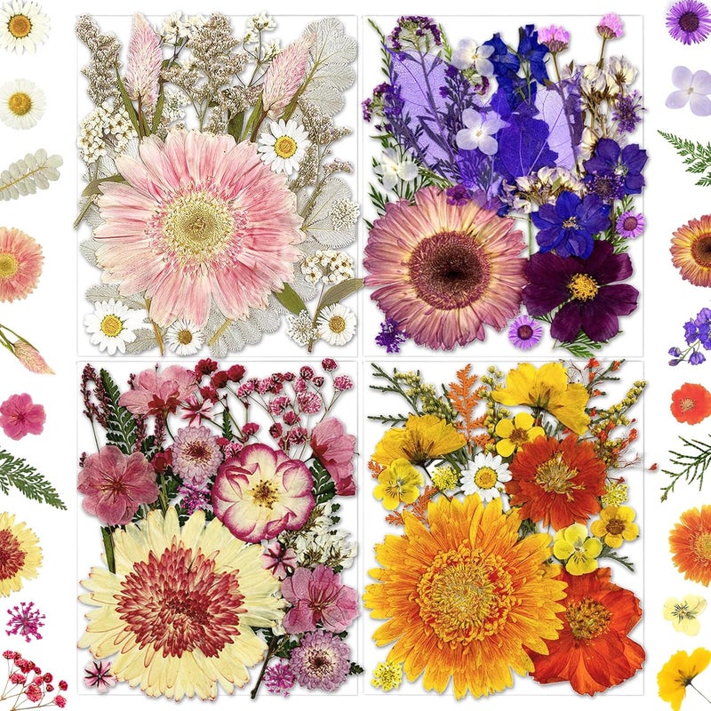 MIKIYA 98Pcs Pressed Dried Flowers for Resin Molds, Real Natural Bulk Big Dry Floral Leave for DIY Art Crafts, Epoxy Jewelry, Candle, Soap Making, Nails Decors - Image 1