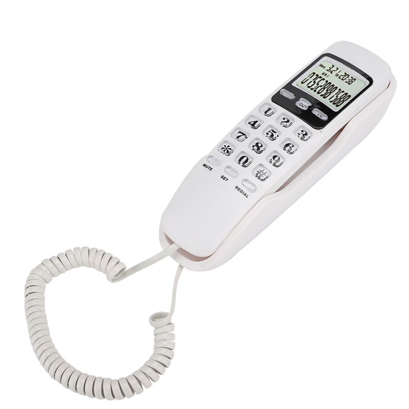 Dual Caller ID System Landline: 38 Group Call Memory, LCD Real Time Display - Callback Feature, DTMF FSK Compatible Mini Wall Phone for Home Emergency Use - Image 3