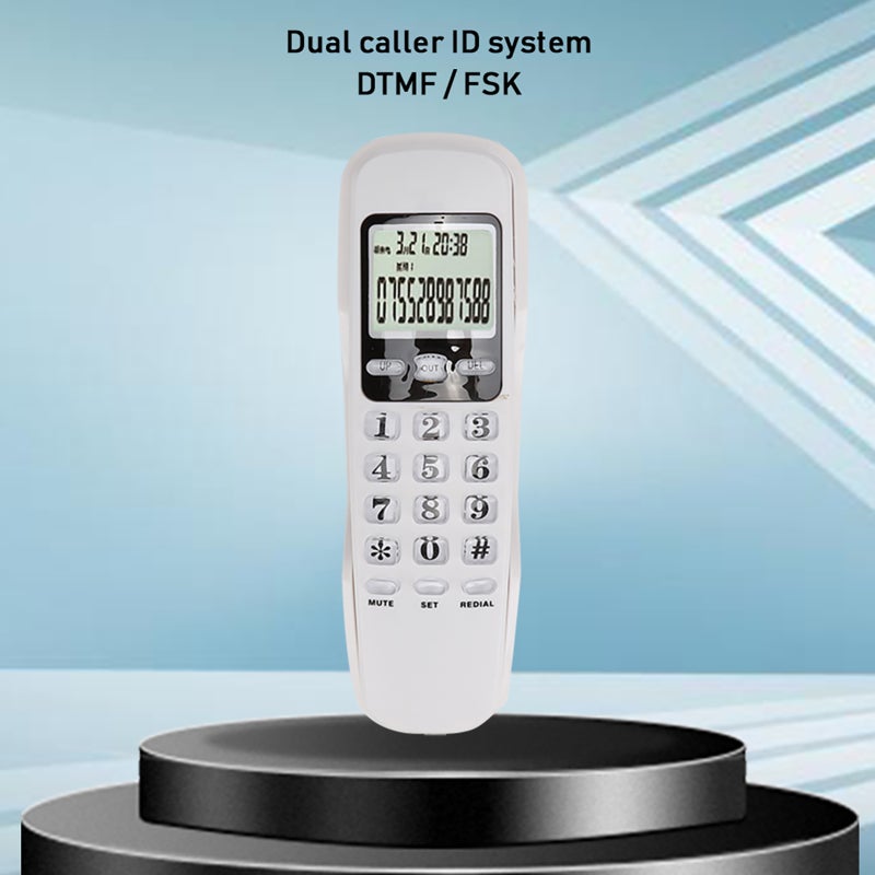 Dual Caller ID System Landline: 38 Group Call Memory, LCD Real Time Display - Callback Feature, DTMF FSK Compatible Mini Wall Phone for Home Emergency Use - Image 4