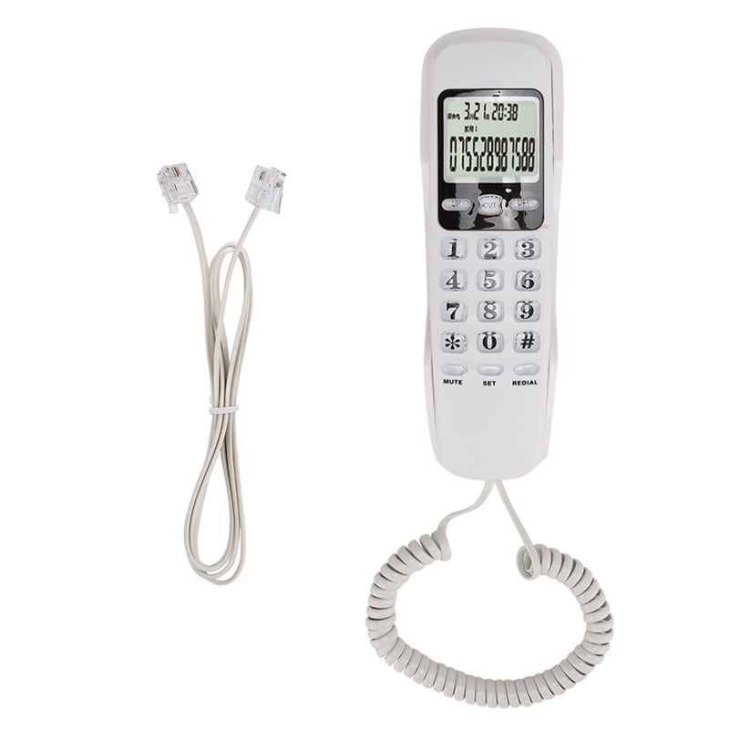 Dual Caller ID System Landline: 38 Group Call Memory, LCD Real Time Display - Callback Feature, DTMF FSK Compatible Mini Wall Phone for Home Emergency Use - Image 2