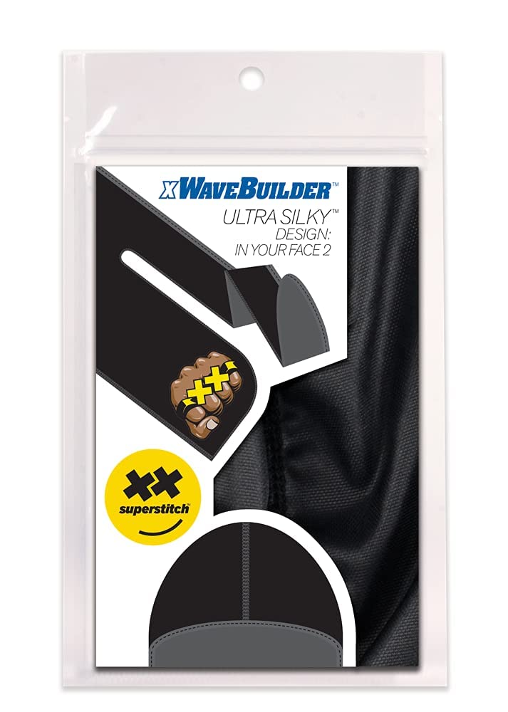Superstitch Supersilky Ultra Silky Durag x Wavebuilder | 30+ Styles Premium Designer Durags for Men | 360 Waves |Black with Fist (In Your Face 2) - Image 3