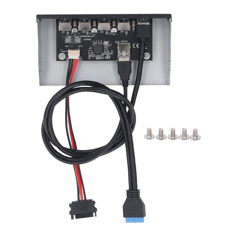 5.25 Inch Front Panel USB Hub, 5 Ports USB3.2 GEN1 Optical Drive Front Panel Hub, GL3510 Controller, for 7 8 10 2003 OS X Systems - Image 1