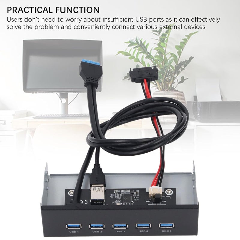 5.25 Inch Front Panel USB Hub, 5 Ports USB3.2 GEN1 Optical Drive Front Panel Hub, GL3510 Controller, for 7 8 10 2003 OS X Systems - Image 5