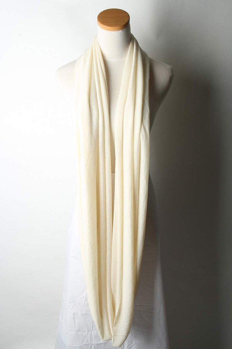 corciova Cosmic Latte Soft Girl Women Infinity Wrap Stretchy Jersey Knit Sleep Head Circle Scarf Continuous Loop Light Weight - Image 3