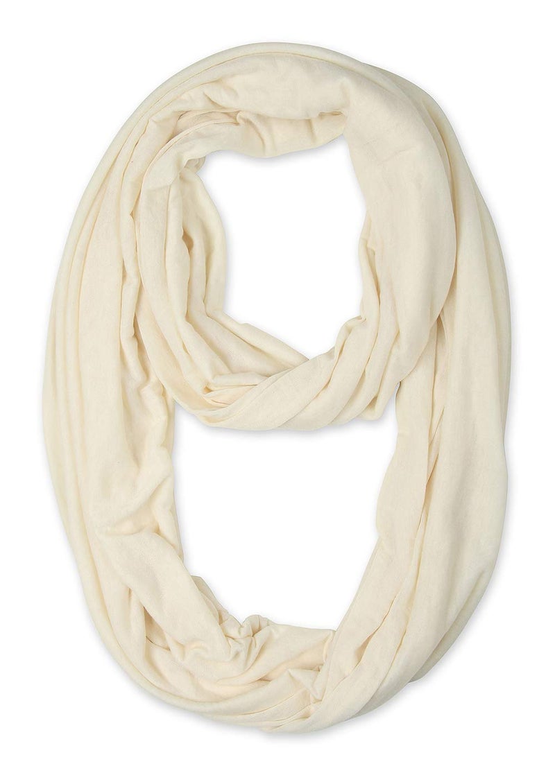 corciova Cosmic Latte Soft Girl Women Infinity Wrap Stretchy Jersey Knit Sleep Head Circle Scarf Continuous Loop Light Weight - Image 1