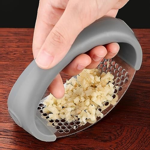 Wolpin Garlic Crusher Presser Ring Garlic Kitchen Tool Multi-Function Manual Portable Ginger Mincer, Stainless Steel - Image 4