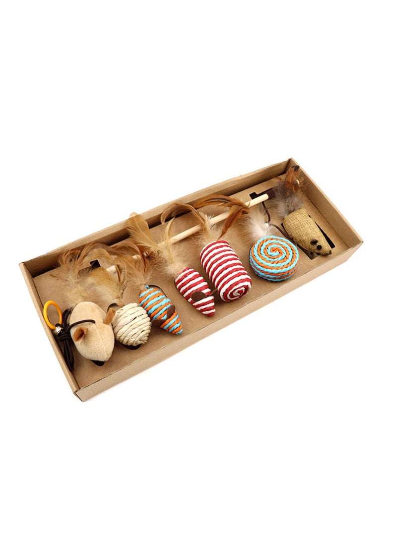 لعبة مضغ القطط ، لعبة مضغ للقطط ، ماوس ريشة مرحة ، 7 قطع ، مجموعة ألعاب قطة - Image 2