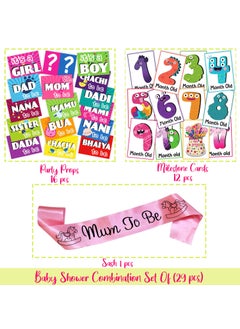 WOBBOX Wobbox Baby Shower Decoration Items| Baby Shower Ceremony Photo Booth Props for Photoshoot, Milestone Crad& Mom to Be Sash, Godh Bharai Ceremony Decoration Kit-(FP639)  - Image 2