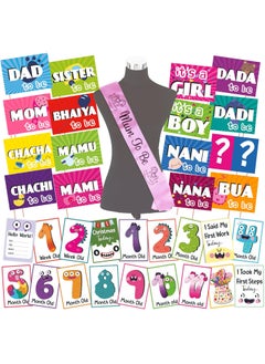 WOBBOX Wobbox Baby Shower Decoration Items| Baby Shower Ceremony Photo Booth Props for Photoshoot, Milestone Crad& Mom to Be Sash, Godh Bharai Ceremony Decoration Kit-(FP639)  - Image 1