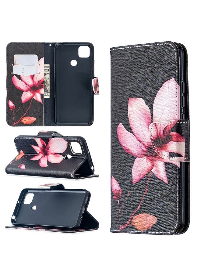 HuHa Case Cover For Xiaomi Redmi 9C Colored Drawing Pattern Horizontal Flip Leather Case with Holder & Card Slots & Wallet Lotus 