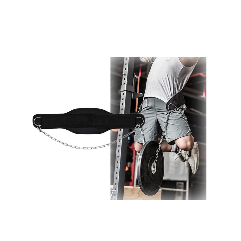 SOLARAE Weight Lifting Belt, Chain Fitness Dip Belt for Weightlifting Neoprene Support Weighted Pull Up Belt With Heavy Duty Steel Chain for Men Added Weight Training, Squat, Deadlift, Bodybuilding - Image 1