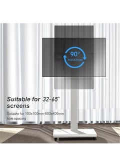 FlashHawk Mobile TV Stand for 32-65 Inch Flat Curved TV with Portrait to Landscape, Height Adjustable Portable TV Stand with Wheels for Home/Office/Outdoor/Mall  - Image 3