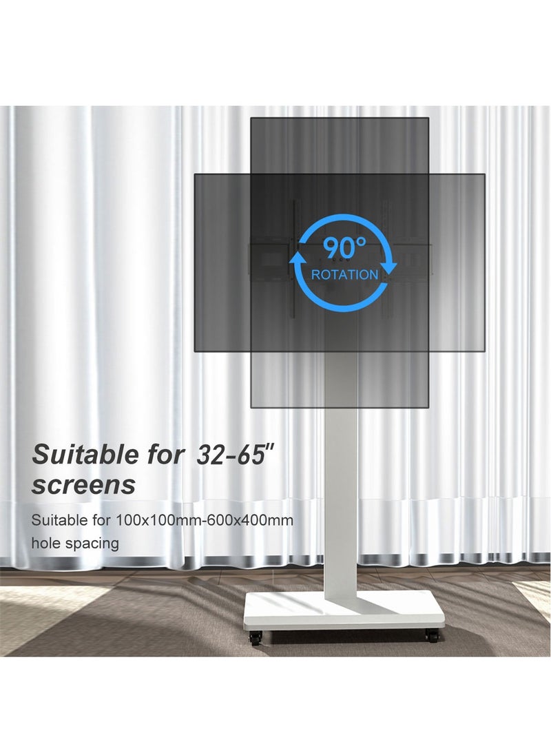 FlashHawk Mobile TV Stand for 32-65 Inch Flat Curved TV with Portrait to Landscape, Height Adjustable Portable TV Stand with Wheels for Home/Office/Outdoor/Mall  - Image 3