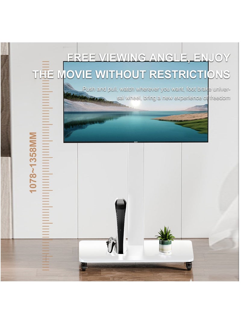 FlashHawk Mobile TV Stand for 32-65 Inch Flat Curved TV with Portrait to Landscape, Height Adjustable Portable TV Stand with Wheels for Home/Office/Outdoor/Mall  - Image 5