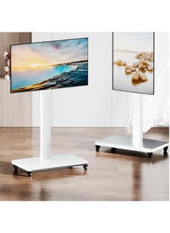 FlashHawk Mobile TV Stand for 32-65 Inch Flat Curved TV with Portrait to Landscape, Height Adjustable Portable TV Stand with Wheels for Home/Office/Outdoor/Mall  - Image 2